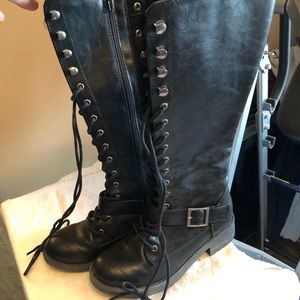 Black combat boots